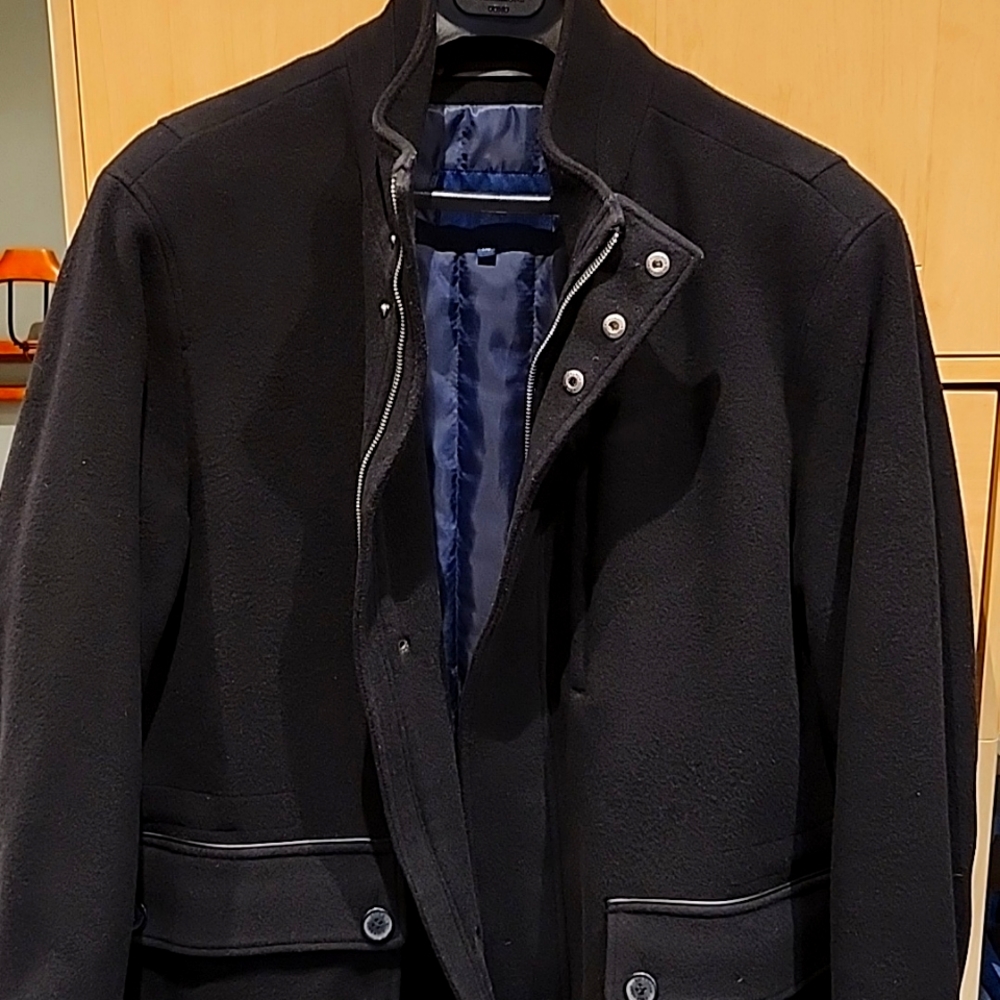 Black Cole Haan Military Style Car Coat